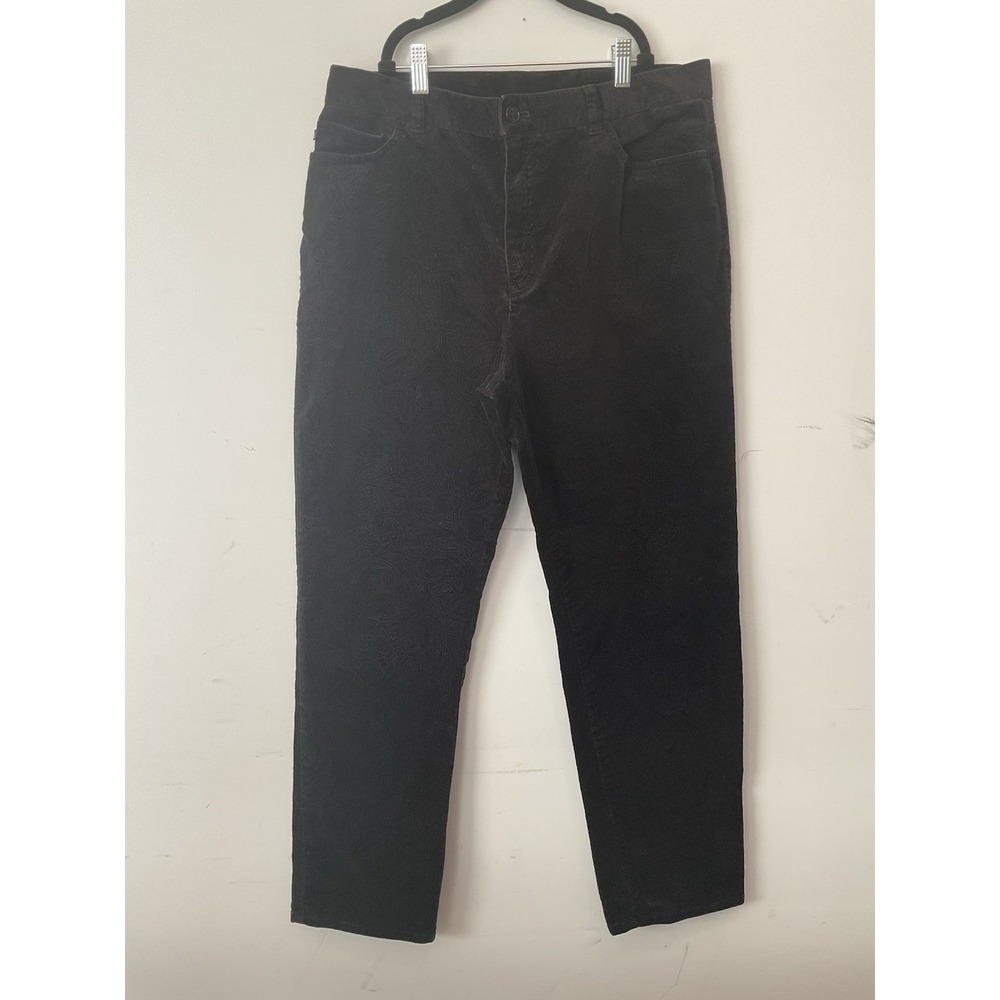 Vintage Lauren Ralph Lauren Women's Sz 14 Black Velvet Paisley‎ Print Pants